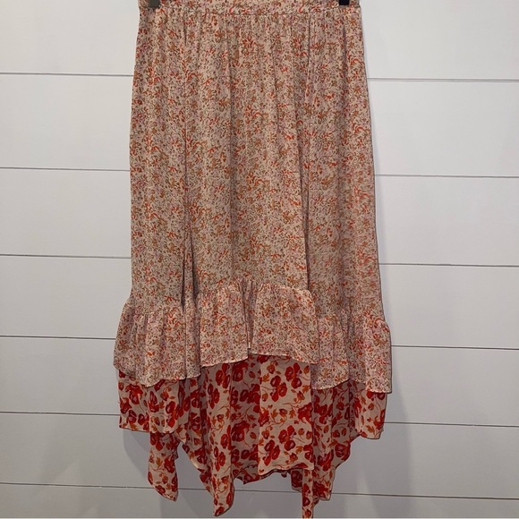 Free People Zuma Drippy Floral Tiered Skirt Size 6 - Picture 1 of 9